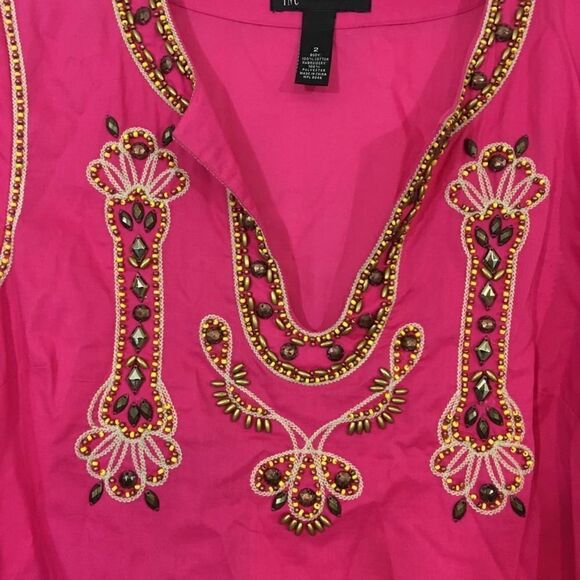 Inc international Concepts Pink Beaded Tunic Top Size 2 Small - Picture 2 of 6